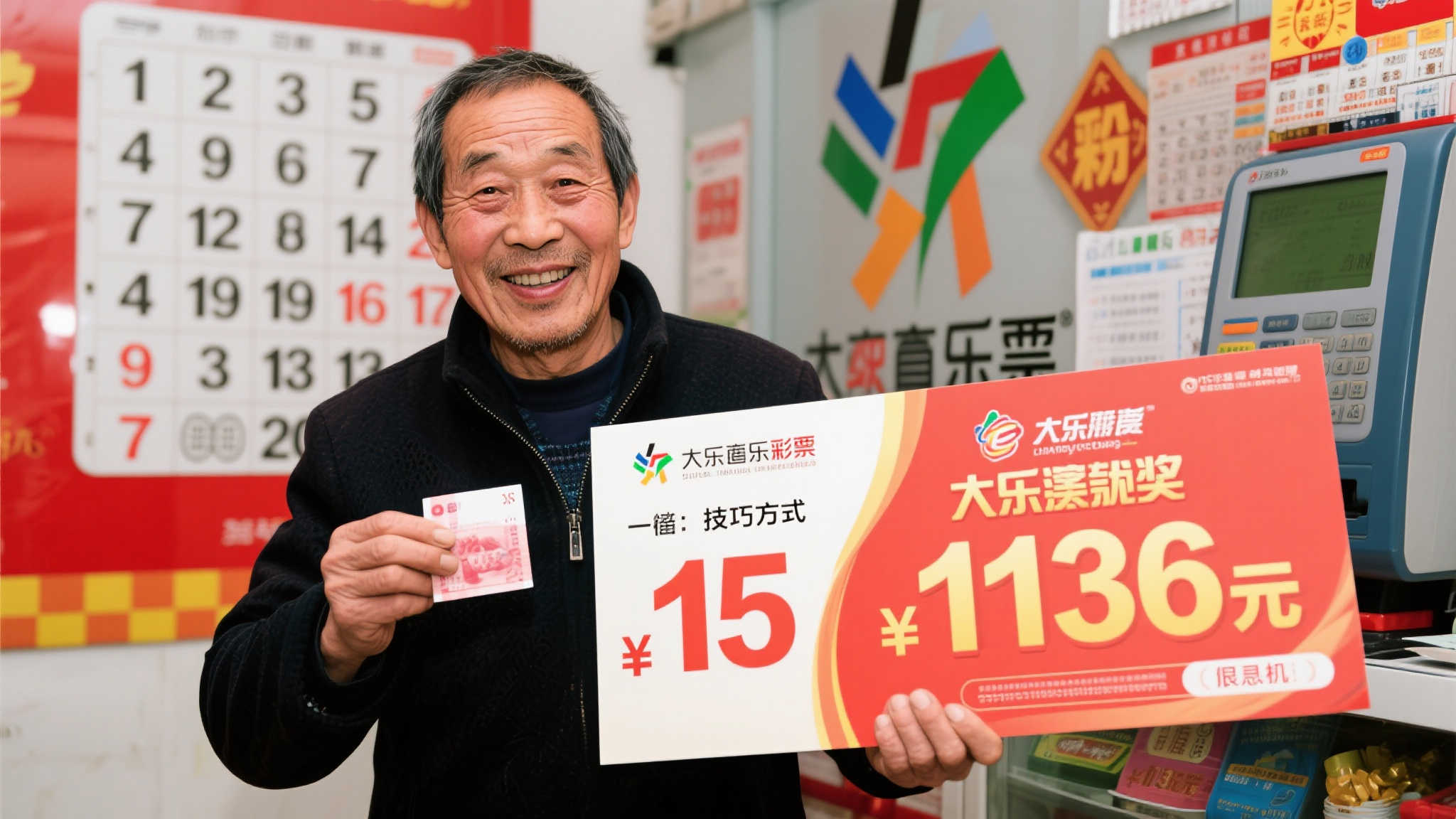 老彩民15元机选喜获大乐透1136万，领奖后仍坚守岗位
